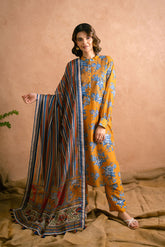 Ayla Studio Stitched PRINTED ESSENTIAL 2PC CO-ORD - Saffron Mix